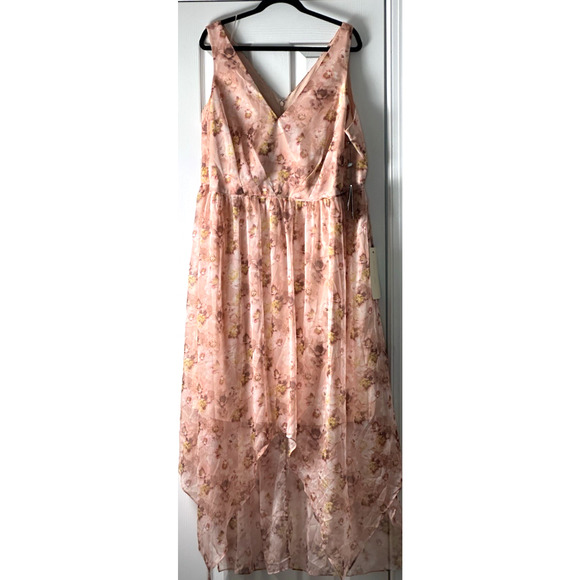 Adrianna Pappel Dress‎ Women Pink Tie High To Low Hem Maxie Size 18W Y2k Beachy - Picture 5 of 16